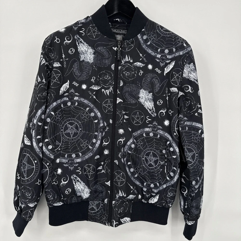 Blackcraft Cult Occult Skullcraft Lightweight Bomber Jacket AOP Dark Goth